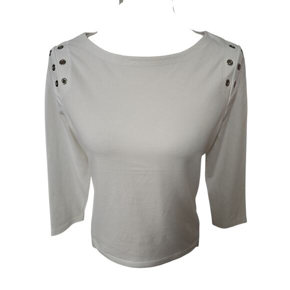 Carlisle Tops - Carlisle White Top with Grommet Detail